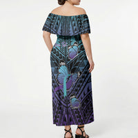 Personalised New Zealand Suicide Prevention Month Off Shoulder Maxi Dress Maori Mauri Tu Mauri Ora Polynesian Pattern LT22 - Polynesian Pride