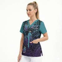 Personalised New Zealand Suicide Prevention Month Scrub Top Maori Mauri Tu Mauri Ora Polynesian Pattern LT22 - Polynesian Pride