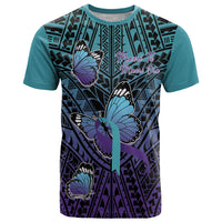 Personalised New Zealand Suicide Prevention Month T Shirt Maori Mauri Tu Mauri Ora Polynesian Pattern LT22 Teal - Polynesian Pride