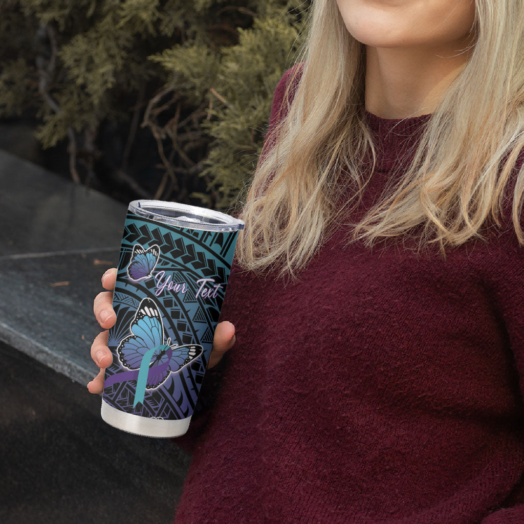Personalised New Zealand Suicide Prevention Month Tumbler Cup Maori Mauri Tu Mauri Ora Polynesian Pattern LT22 - Polynesian Pride