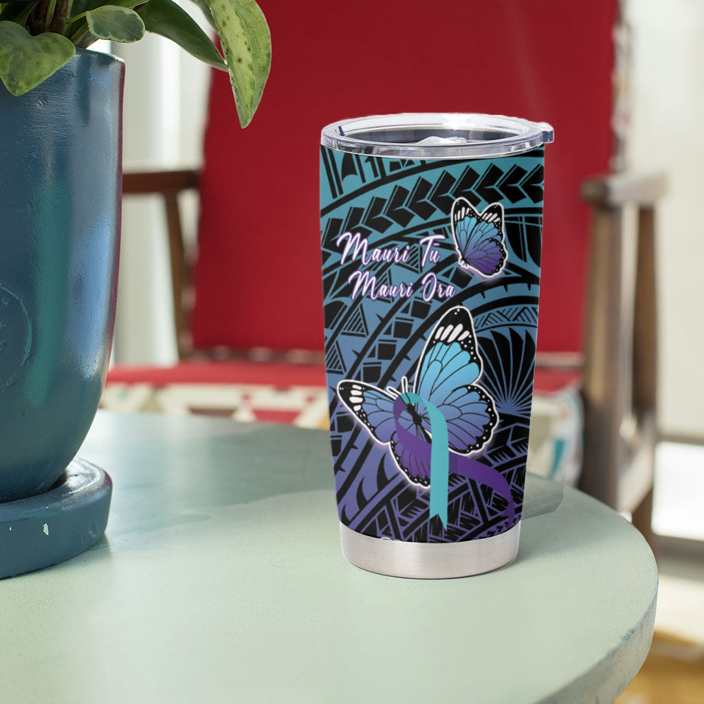 Personalised New Zealand Suicide Prevention Month Tumbler Cup Maori Mauri Tu Mauri Ora Polynesian Pattern LT22 - Polynesian Pride