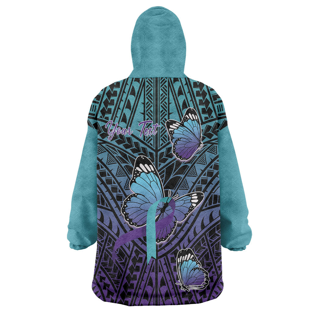 Personalised New Zealand Suicide Prevention Month Wearable Blanket Hoodie Maori Mauri Tu Mauri Ora Polynesian Pattern LT22 - Polynesian Pride