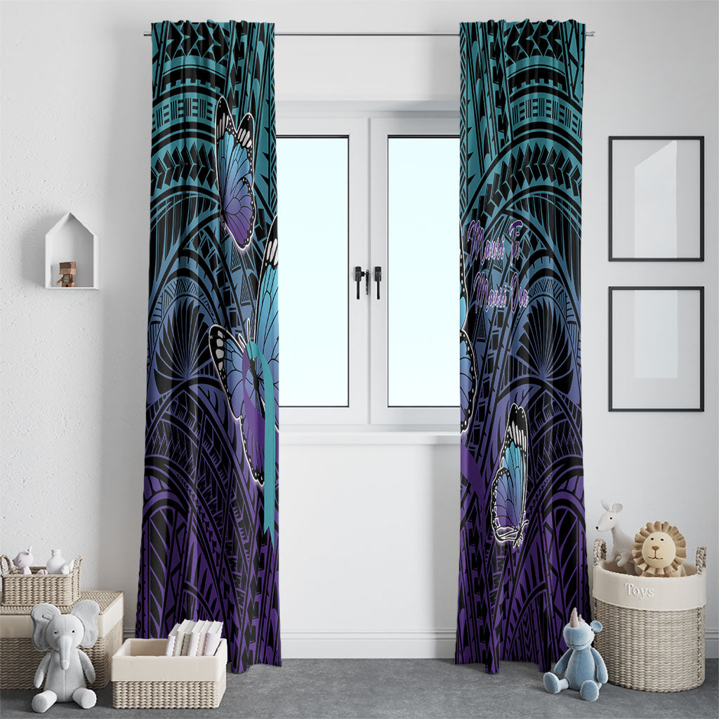New Zealand Suicide Prevention Month Window Curtain Maori Mauri Tu Mauri Ora Polynesian Pattern LT22 - Polynesian Pride
