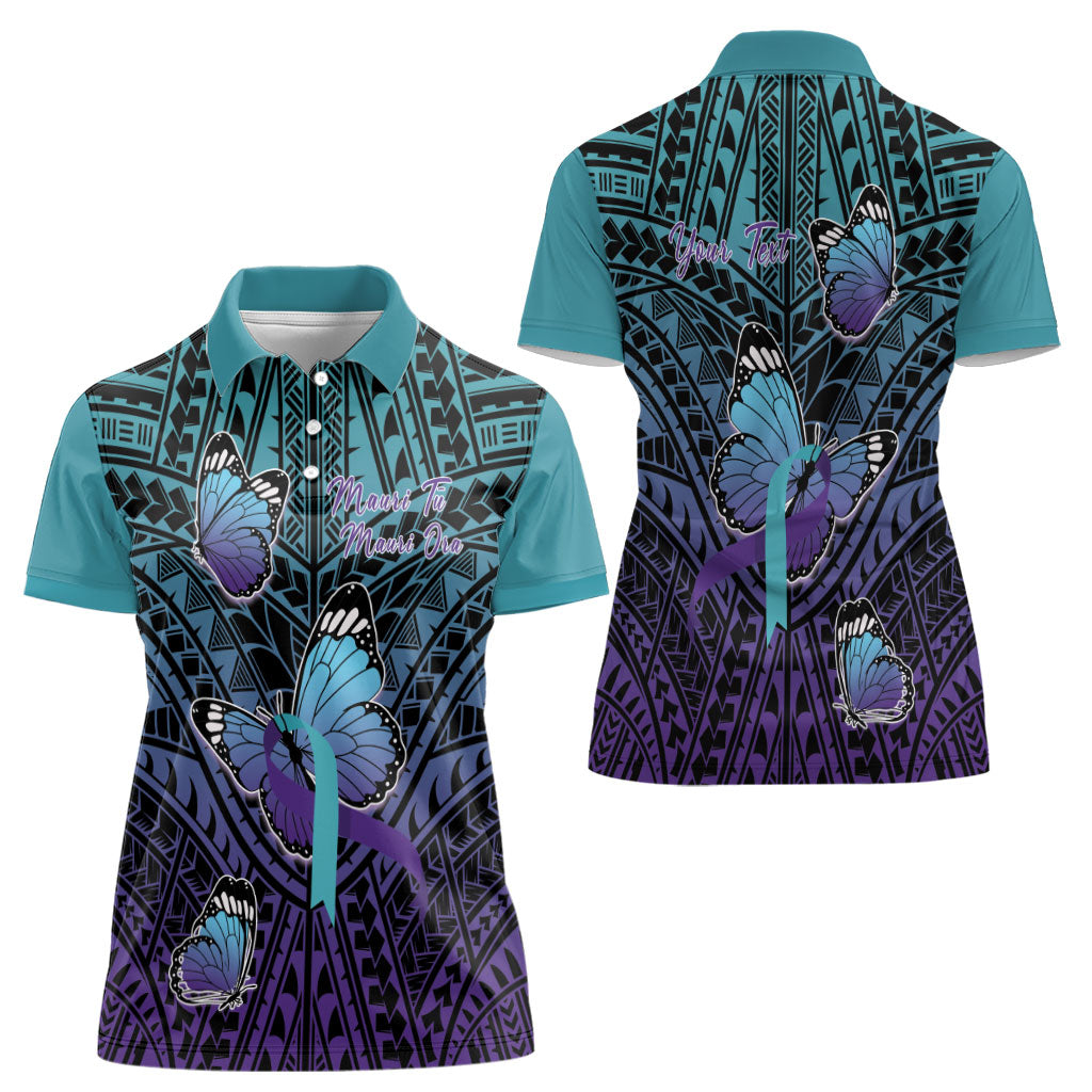 Personalised New Zealand Suicide Prevention Month Women Polo Shirt Maori Mauri Tu Mauri Ora Polynesian Pattern LT22 - Polynesian Pride