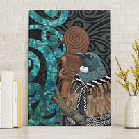 New Zealand Tui Bird Wahaika Canvas Wall Art Maori Weapon Paua Shell Koru Pattern