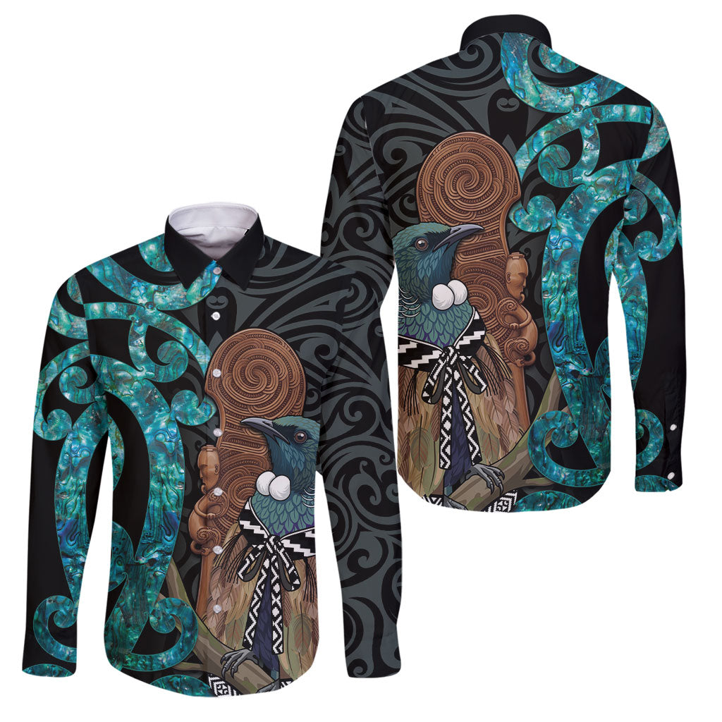 New Zealand Tui Bird Wahaika Family Matching Mermaid Dress and Hawaiian Shirt Maori Weapon Paua Shell Koru Pattern