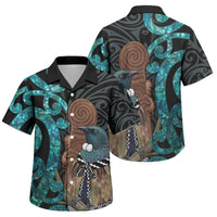 New Zealand Tui Bird Wahaika Family Matching Summer Maxi Dress and Hawaiian Shirt Maori Weapon Paua Shell Koru Pattern