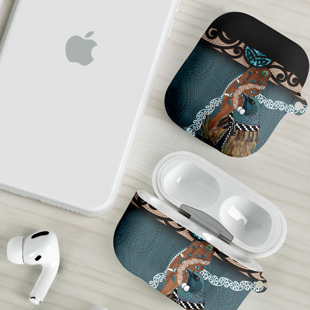 New Zealand Tui Bird Maripi AirPods Case Maori Weapon Kowhaiwhai Pattern