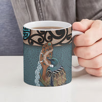 New Zealand Tui Bird Maripi Ceramic Mug Maori Weapon Kowhaiwhai Pattern