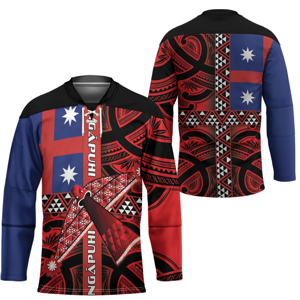 Aotearoa Iwi Ngapuhi Hockey Jersey Tuhoronuku Kite United Tribes Flag Maori Pattern LT22 - Polynesian Pride