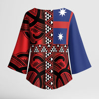 Aotearoa Iwi Ngapuhi Kimono Sleeve Blouse Tuhoronuku Kite United Tribes Flag Maori Pattern LT22 - Polynesian Pride