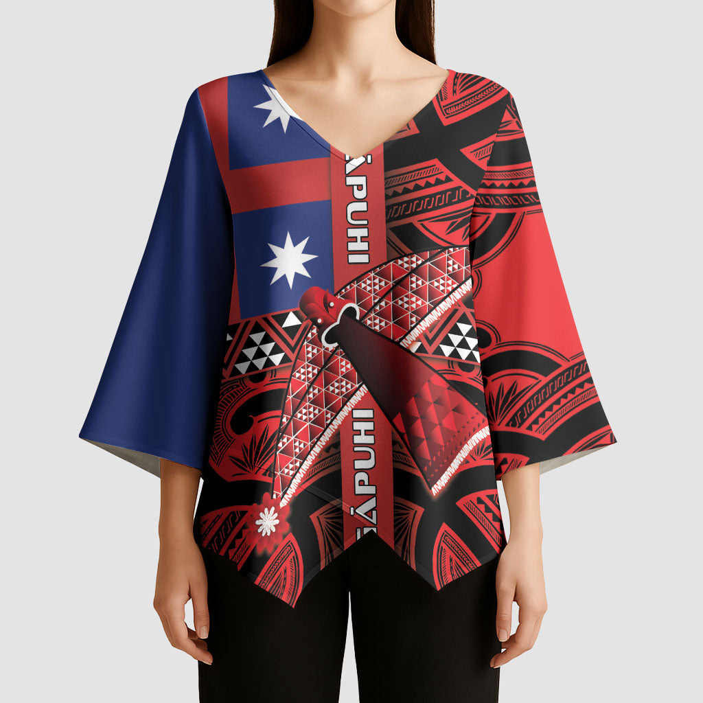 Aotearoa Iwi Ngapuhi Kimono Sleeve Blouse Tuhoronuku Kite United Tribes Flag Maori Pattern LT22 - Polynesian Pride