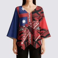 Aotearoa Iwi Ngapuhi Kimono Sleeve Blouse Tuhoronuku Kite United Tribes Flag Maori Pattern LT22 - Polynesian Pride
