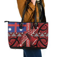 Aotearoa Iwi Ngapuhi Leather Tote Bag Tuhoronuku Kite United Tribes Flag Maori Pattern LT22 - Polynesian Pride
