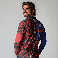 Aotearoa Iwi Ngapuhi Long Sleeve Polo Shirt Tuhoronuku Kite United Tribes Flag Maori Pattern LT22 - Polynesian Pride