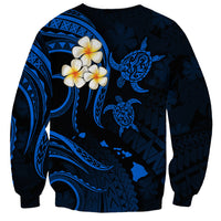 Personalised Niihau Hawaii Sweatshirt Polynesian Tattoo and Pacific Plumeria Blue Vibe LT9 - Polynesian Pride