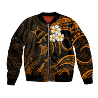 Personalised Niihau Hawaii Bomber Jacket Polynesian Tattoo and Pacific Plumeria Gold Vibe LT9 Unisex Gold - Polynesian Pride