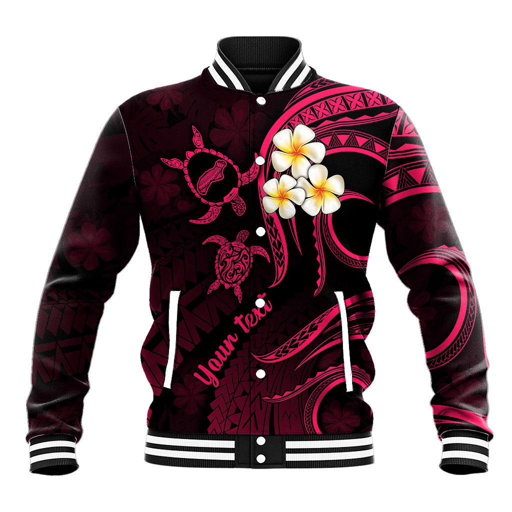 Personalised Niihau Hawaii Baseball Jacket Polynesian Tattoo and Pacific Plumeria Pink Vibe LT9 Unisex Pink - Polynesian Pride