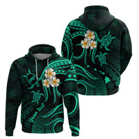 Custom Niihau Hawaii Hoodie Polynesian Tattoo and Pacific Plumeria Turquoise Vibe LT9 - Polynesian Pride