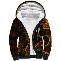 Personalised Molokai Hawaii Sherpa Hoodie Polynesian Tattoo and Pacific Plumeria Gold Vibe LT9 Unisex Gold - Polynesian Pride