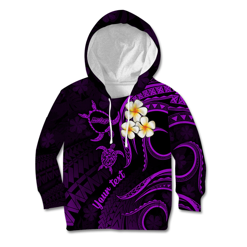 Personalised Molokai Hawaii Kid Hoodie Polynesian Tattoo and Pacific Plumeria Purple Vibe LT9 Hoodie Purple - Polynesian Pride