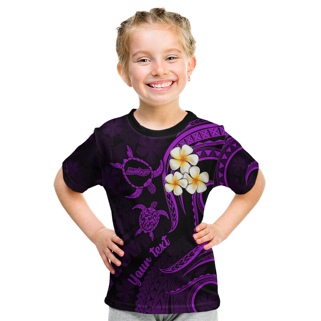 Personalised Molokai Hawaii Kid T Shirt Polynesian Tattoo and Pacific Plumeria Purple Vibe LT9 Purple - Polynesian Pride