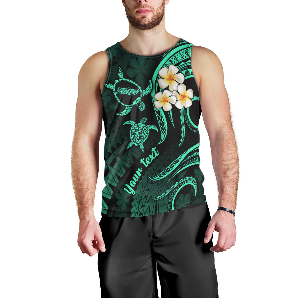 Personalised Molokai Hawaii Men Tank Top Polynesian Tattoo and Pacific Plumeria Turquoise Vibe LT9 - Polynesian Pride