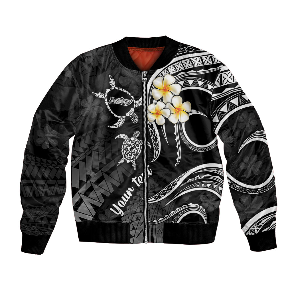Personalised Molokai Hawaii Bomber Jacket Polynesian Tattoo and Pacific Plumeria White Vibe LT9 Unisex White - Polynesian Pride