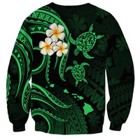 Personalised Lanai Hawaii Sweatshirt Polynesian Tattoo and Pacific Plumeria Green Vibe LT9 - Polynesian Pride