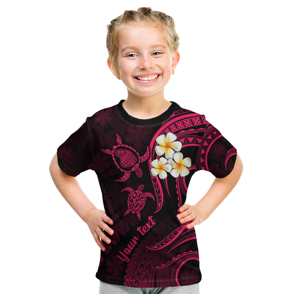 Personalised Lanai Hawaii Kid T Shirt Polynesian Tattoo and Pacific Plumeria Pink Vibe LT9 Pink - Polynesian Pride