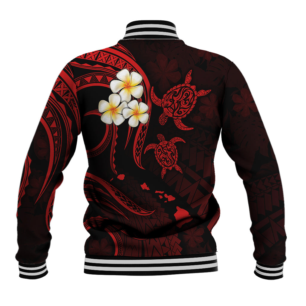 Personalised Lanai Hawaii Baseball Jacket Polynesian Tattoo and Pacific Plumeria Red Vibe LT9 - Polynesian Pride