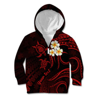 Personalised Lanai Hawaii Kid Hoodie Polynesian Tattoo and Pacific Plumeria Red Vibe LT9 Zip Hoodie Red - Polynesian Pride