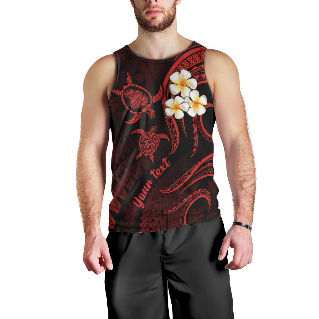 Personalised Lanai Hawaii Men Tank Top Polynesian Tattoo and Pacific Plumeria Red Vibe LT9 - Polynesian Pride
