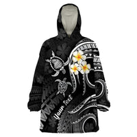 Personalised Lanai Hawaii Wearable Blanket Hoodie Polynesian Tattoo and Pacific Plumeria White Vibe LT9 One Size White - Polynesian Pride