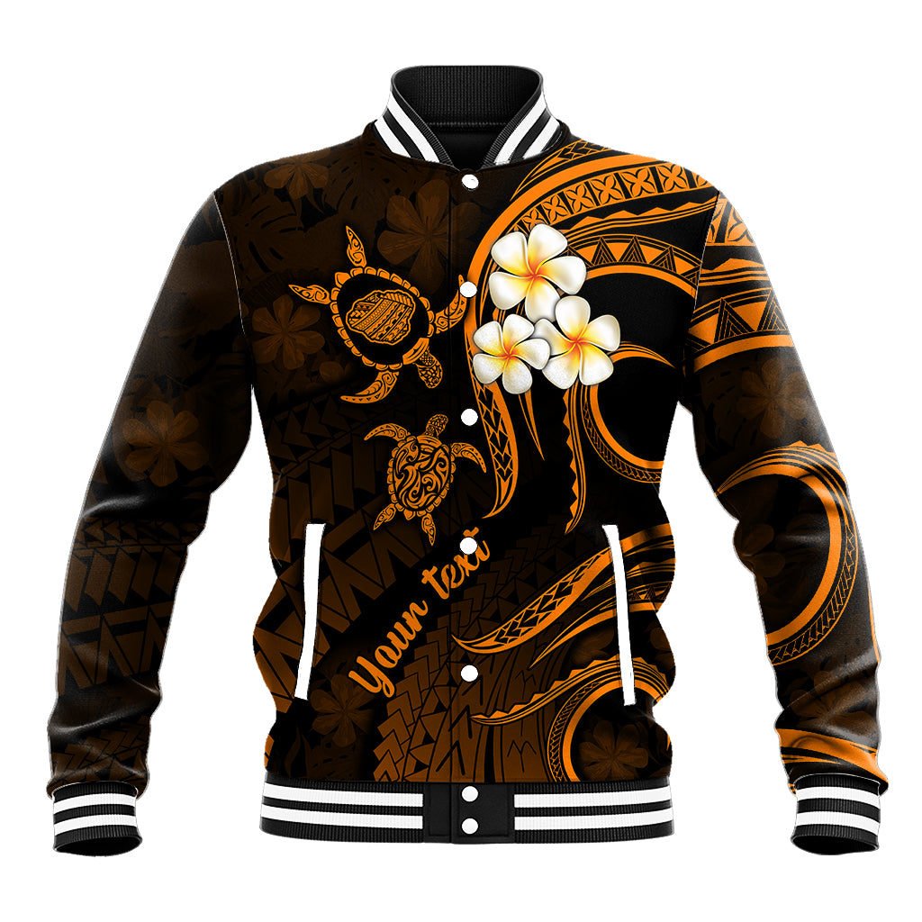 Personalised Kauai Hawaii Baseball Jacket Polynesian Tattoo and Pacific Plumeria Gold Vibe LT9 Unisex Gold - Polynesian Pride