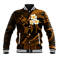 Personalised Kauai Hawaii Baseball Jacket Polynesian Tattoo and Pacific Plumeria Gold Vibe LT9 Unisex Gold - Polynesian Pride