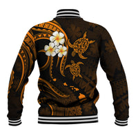 Personalised Kauai Hawaii Baseball Jacket Polynesian Tattoo and Pacific Plumeria Gold Vibe LT9 - Polynesian Pride