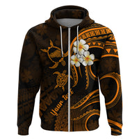 Custom Kahoolawe Hawaii Hoodie Polynesian Tattoo and Pacific Plumeria Gold Vibe LT9 Zip Hoodie Gold - Polynesian Pride