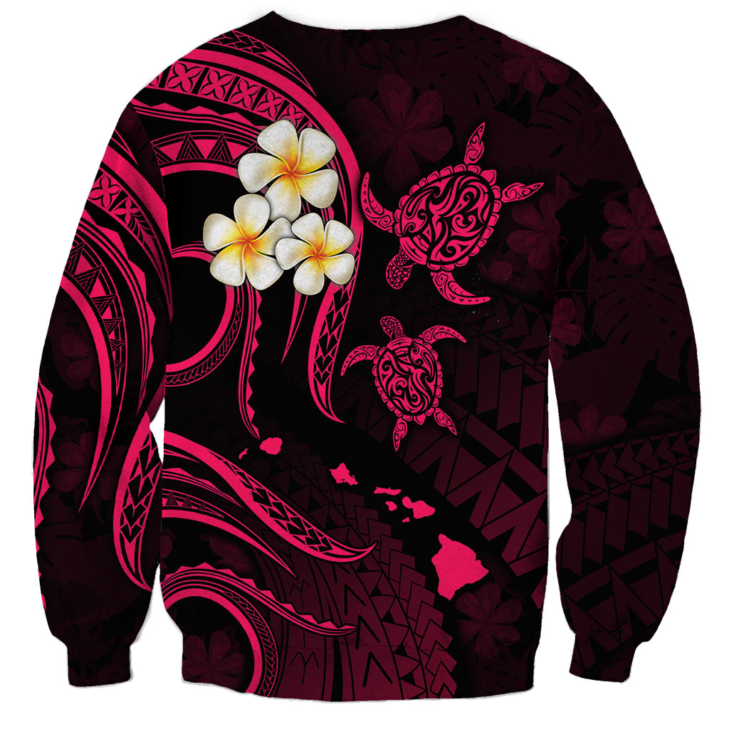 Personalised Kahoolawe Hawaii Sweatshirt Polynesian Tattoo and Pacific Plumeria Pink Vibe LT9 - Polynesian Pride