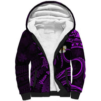 Personalised Kahoolawe Hawaii Sherpa Hoodie Polynesian Tattoo and Pacific Plumeria Purple Vibe LT9 Unisex Purple - Polynesian Pride
