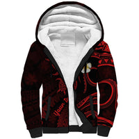 Personalised Kahoolawe Hawaii Sherpa Hoodie Polynesian Tattoo and Pacific Plumeria Red Vibe LT9 Unisex Red - Polynesian Pride