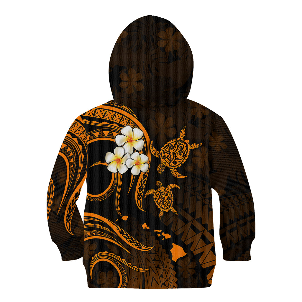 Hawaii Kid Hoodie Maui Islands Pacific Plumeria Gold Vibe LT9 - Polynesian Pride