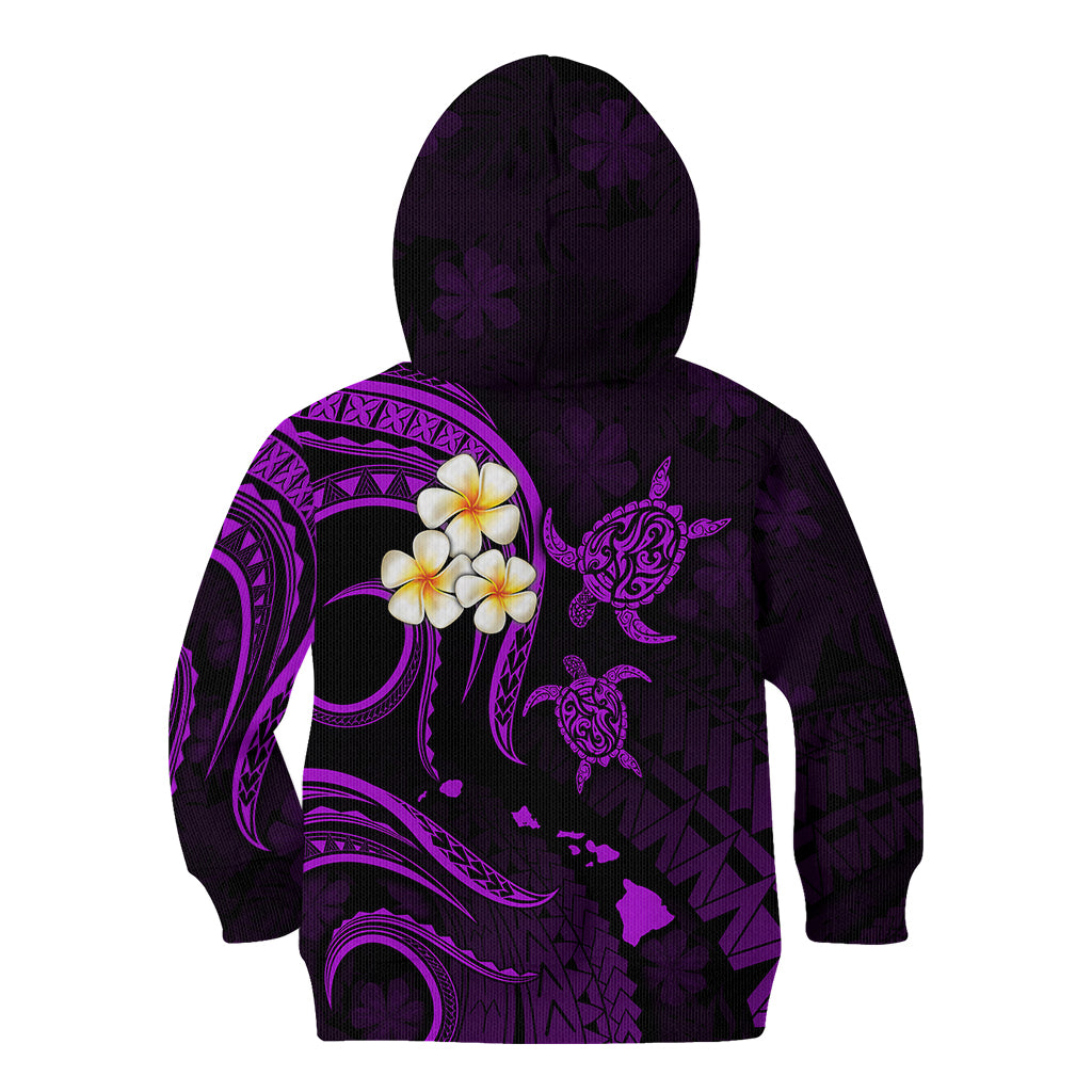 Hawaii Kid Hoodie Maui Islands Pacific Plumeria Purple Vibe LT9 - Polynesian Pride
