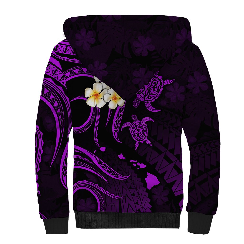 Hawaii Sherpa Hoodie Maui Islands Pacific Plumeria Purple Vibe LT9 - Polynesian Pride