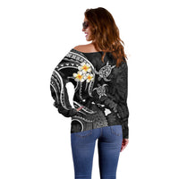 Hawaii Off Shoulder Sweater Maui Islands Pacific Plumeria White Vibe LT9 - Polynesian Pride