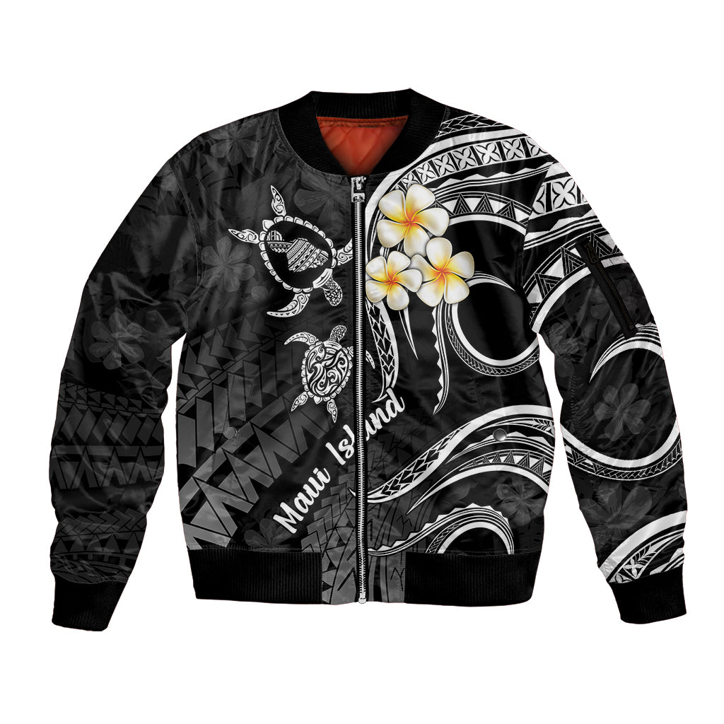 Hawaii Sleeve Zip Bomber Jacket Maui Islands Pacific Plumeria White Vibe LT9 Unisex White - Polynesian Pride
