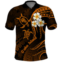 Hawaii Polo Shirt Oahu Islands Pacific Plumeria Gold Vibe LT9 Gold - Polynesian Pride