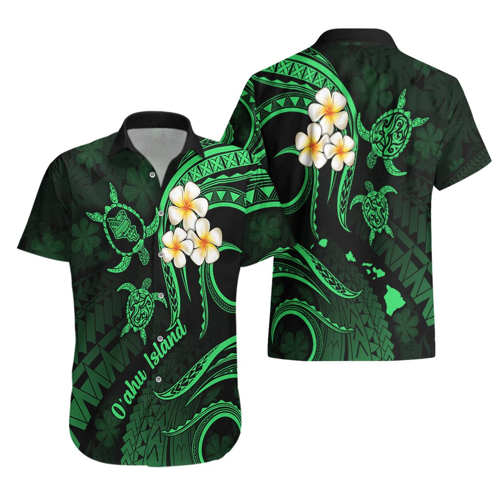 Hawaii Hawaiian Shirt Oahu Islands Pacific Plumeria Green Vibe LT9 - Polynesian Pride