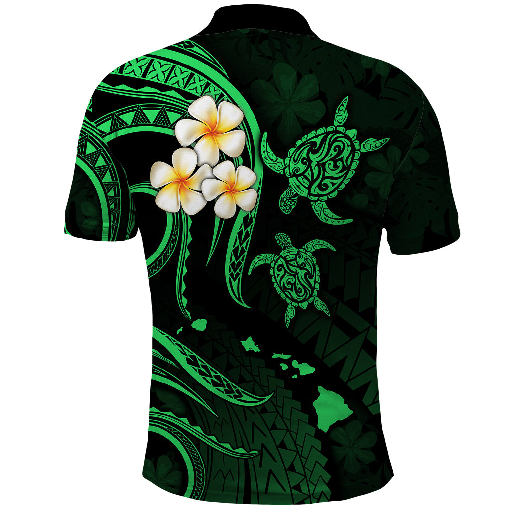 Hawaii Polo Shirt Oahu Islands Pacific Plumeria Green Vibe LT9 - Polynesian Pride