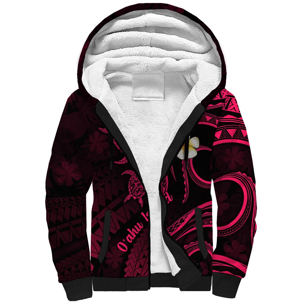 Hawaii Sherpa Hoodie Oahu Islands Pacific Plumeria Pink Vibe LT9 Unisex Pink - Polynesian Pride
